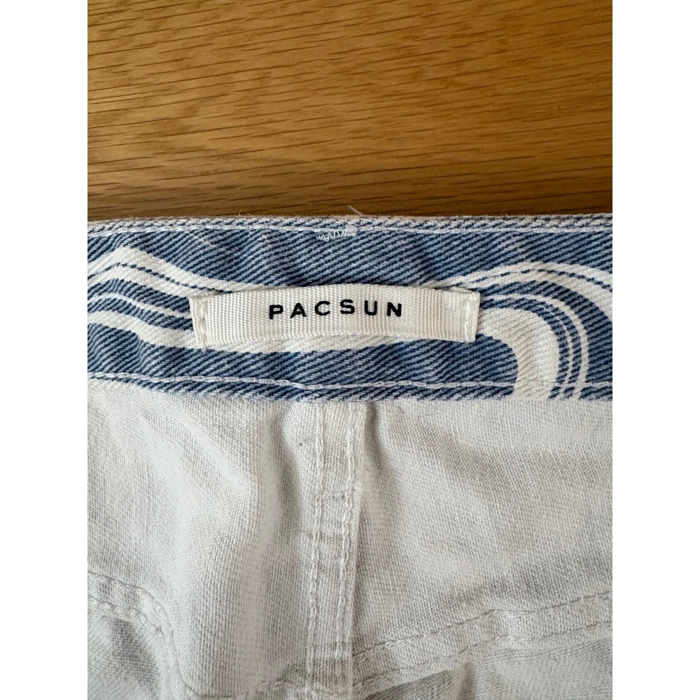 PacSun 90s BF Carpenter Jeans Blue White Marble Swirl Print Pants 25 - Picture 10 of 11